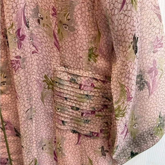 Indian/Punjabi/PakistaniPink Floral Button-Front long Dress with wide leg plazzo - Picture 8 of 9